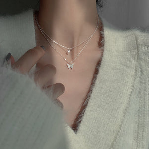 Shiny Butterfly Necklace Ladies Exquisite Double Layer - Vico Rena