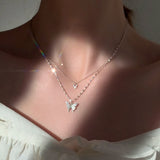 Shiny Butterfly Necklace Ladies Exquisite Double Layer - Vico Rena