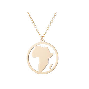 Shiny Jewellery Africa Map With a Heart Choker Gold Sliver Color Stainless Steel Necklace