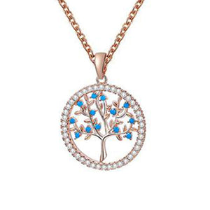 Silvery Round Tree of Life Pendant Necklaces for Women - Vico Rena