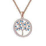 Silvery Round Tree of Life Pendant Necklaces for Women - Vico Rena