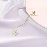 1Pc Double Star Ear Clip Gold Color Tassel Line Chain - Vico Rena