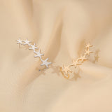 Minimalist Star Heart Clover Charm Long Ear Cuff Climb Feather Stud - Vico Rena