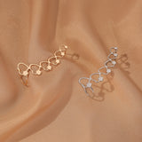 Minimalist Star Heart Clover Charm Long Ear Cuff Climb Feather Stud - Vico Rena