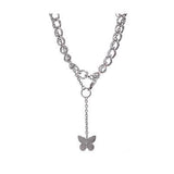 Shiny Jewellery Butterfly Necklace Pendant Trendy Metal Chain Stainless Steel