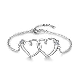 Shiny Jewellery 925 Sterling Silver Intertwined  Heart Bracelet Adjustable Chain