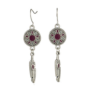 Shiny Jewellery Vintage Ethnic Oil Drop Leaf Dangle Hanging Bohemian Earrings for Women Alloy