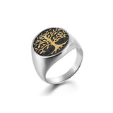 Shiny Jewellery Tree Of Life Rings Gold Silver Color Hip hop Titanium Life Tree Ring Stainless Steel