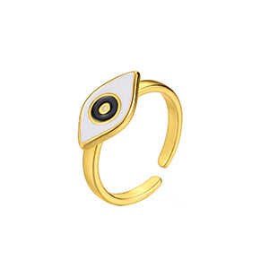 Shiny Jewellery Adjustable Enamel Evil Eye Rings Women Men Punk Jewelry Copper