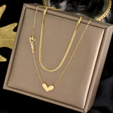 2 Layer Heart Shape Necklaces for Women Gold Chain Charm - Vico Rena