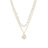 Shiny Jewellery Wave Pearl Necklace Cute Double Chain Pendant Women Jewelry Alloy