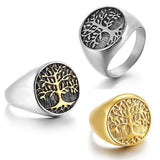 Tree Of Life Rings Gold Silver Color Hip hop Titanium Life Tree Ring - Vico Rena