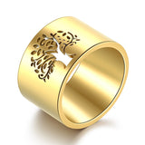 Tree of Life Rings For Women 14mm Wide Wisdom Tree - Vico Rena