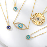 Shiny Jewellery 4 Style Zircon Blue Evil Eye Necklaces For Women  Designer Crystal