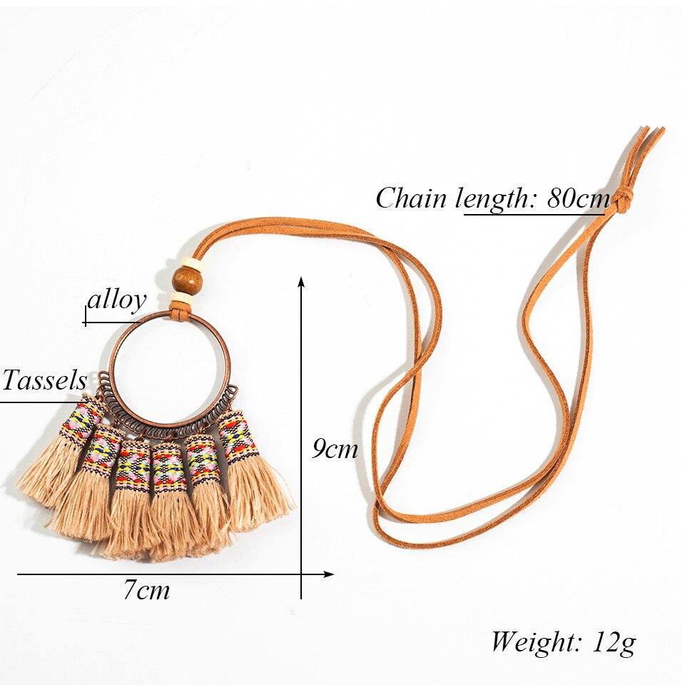 5 Colors Vintage Boho Bohemian Ethnic Tassel Pendant Necklace - Vico Rena