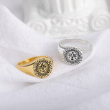 Indian Aesthetic Ring Women Stainless Steel Sun Face Punk Rings - Vico Rena