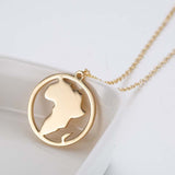 Shiny Jewellery Africa Map With a Heart Choker Gold Sliver Color Stainless Steel Necklace