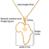 Shiny Jewellery Africa Map With a Heart Choker Gold Sliver Color Stainless Steel Necklace