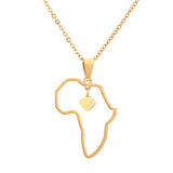 Shiny Jewellery Africa Map With a Heart Choker Gold Sliver Color Stainless Steel Necklace
