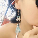 Shiny Jewellery Bohemian Ethnic Tassel Fringe Leaf Stones Bohemian Earrings For Women Alloy