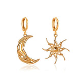 Shiny Jewellery Asymmetric Sun Moon Dangle Alloy Earrings Fashion