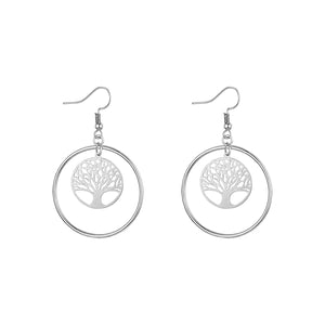 Shiny Jewellery Tree Of Life Earrings Hollow leaves Dangle Women Fashion Jewelry Gift Copper