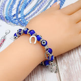 Shiny Jewellery Evil Eye Bracelet Blue Crystal Bracelet Glass Gemstone Amulet Eyes Beads