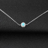 Shiny Jewellery Round Blue Opal Stone Bracelets 925 Sterling Silver Chain Bracelets