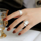 Creative Tinfoil Pattern Rings Fashion Geometric Multi-layer Parallel Lines - Vico Rena