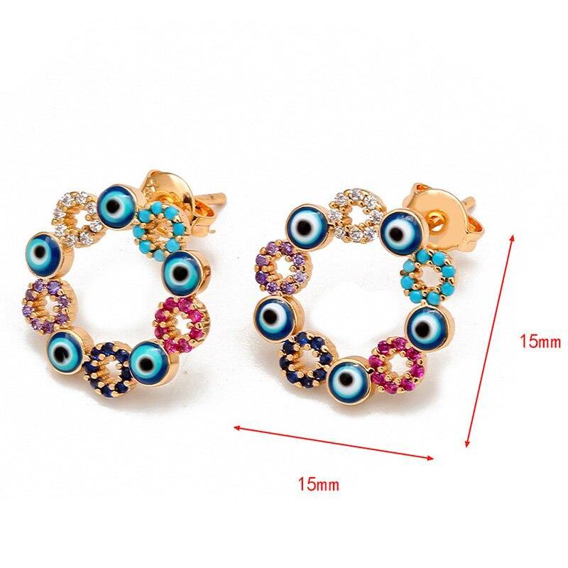 Evil Eye Earrings For Women Vintage Cute Flower Round - Vico Rena