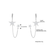 Shiny Jewellery Exaggeration Crystal Star Hoop Earrings for Women Stainless Steel