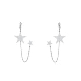 Shiny Jewellery Exaggeration Crystal Star Hoop Earrings for Women Stainless Steel