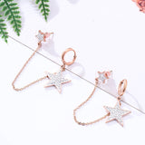 Shiny Jewellery Exaggeration Crystal Star Hoop Earrings for Women Stainless Steel