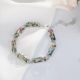Shiny Jewellery Fashion Multi-section Geometric Square Colored Gemstone Crystal Bracelet