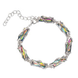 Shiny Jewellery Fashion Multi-section Geometric Square Colored Gemstone Crystal Bracelet