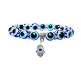 Shiny Jewellery Fashion Blue Evil Eye Bracelet Hamsa Hand Fatima Palm Stainless Steel