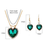 Shiny Jewellery Romantic heart shape Chain  Earrings Jewelry Necklace Sets Crystal