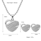 Shiny Jewellery Romantic heart shape Chain  Earrings Jewelry Necklace Sets Crystal