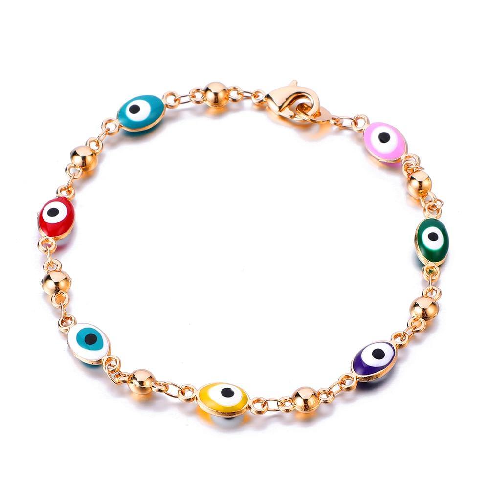 Gold Color Plated Blue Evil Eye Crystal Muslim Charm Islam Bracelets - Vico Rena
