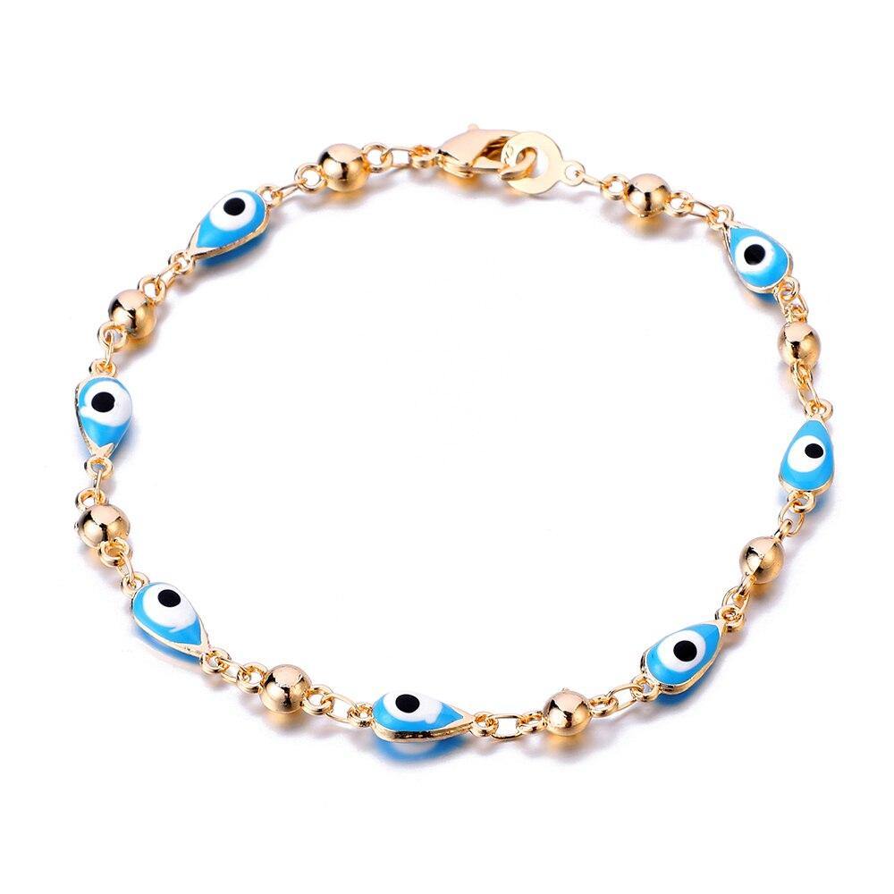 Gold Color Plated Blue Evil Eye Crystal Muslim Charm Islam Bracelets - Vico Rena