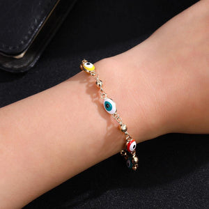 Gold Color Plated Blue Evil Eye Crystal Muslim Charm Islam Bracelets - Vico Rena