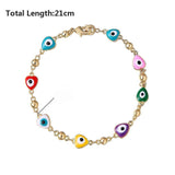 Shiny Jewellery  Plated Blue Evil Eye Bracelet Crystal Muslim Charm Islam Stainless Steel