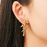 Gold Silver Color Abstract Splices Drop Earrings Fashion - Vico Rena