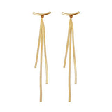 Vintage Gold Silver Color Bar Long Thread Tassel Drop Earrings for Women - Vico Rena