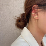 2Pcs/Set Chain Pattern Ear Clips No Piercing Gold Color - Vico Rena