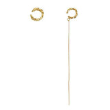 Shiny Jewellery 2Pcs/Set No Piercing long tassel Dangle earrings stainless steel