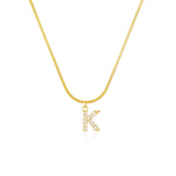 Shiny Jewellery Inlaid crystal Letter Initial Necklace For Women Choker Chain