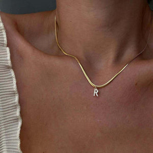 Shiny Jewellery Inlaid crystal Letter Initial Necklace For Women Choker Chain