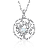 Shiny Jewellery Simulated White Opal Tree of Life Necklace Round Pendant Copper