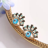 Shiny Jewellery Evil Eyes Earring Stud For Women Cubic Zircon Alloy Shiny
